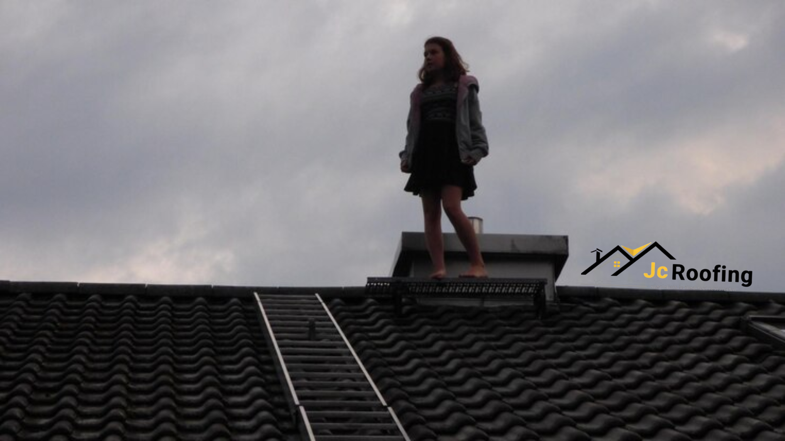 girl walking on the roof